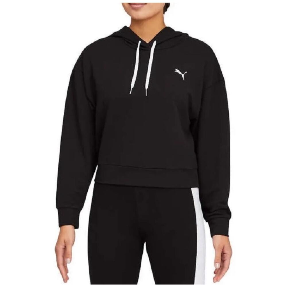 Puma logo crop hoodie top long sleeve black 846115 - Picture 7 of 8